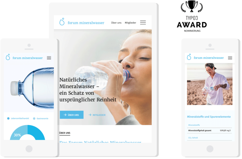 Website Forum Mineralwasser auf unterschiedlichen Endgeräten